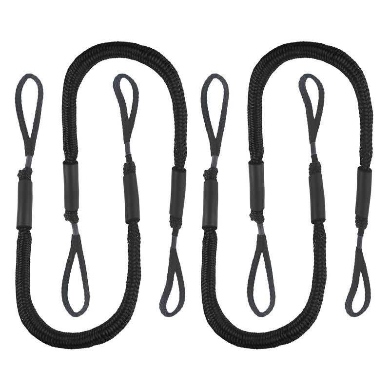 DockMoor Bungee Dock Lines for Boats Mooring Rope Bungee Boat Dock Line for Jet Ski Pontoon Kayak Accessories(Black 4P) - Image 1